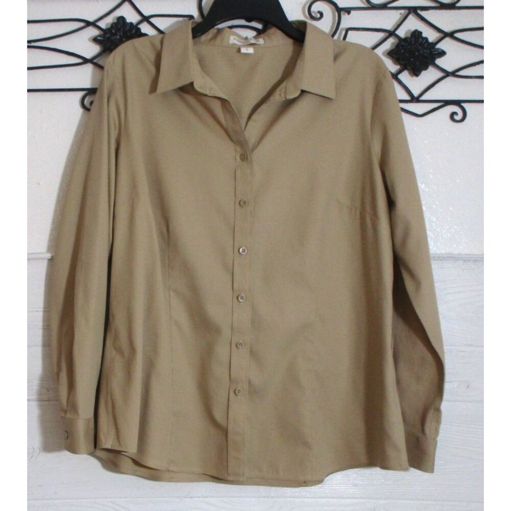 Coldwater Creek Women's Top Size XL Long Sleeve Brown No Iron